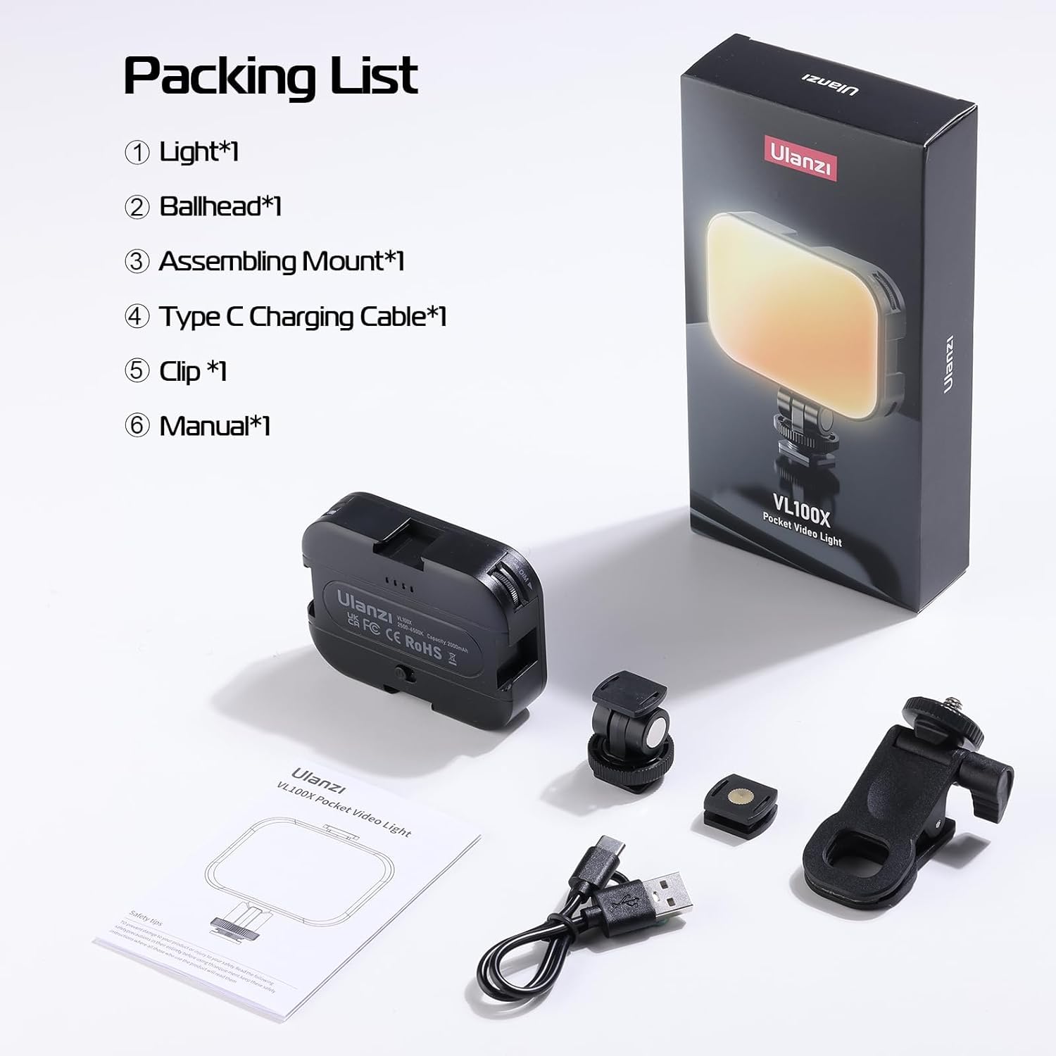 ULANZI VL100X SELFIE LIGHT Clip LED Light Panel for Phone/Laptop/Tablet/Computer