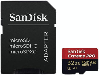 Sandisk Extreme Pro Microsdhc Memory Card Plus Sd Adapter Up To 100 Mb/S, Class 10, U3, V30, A1-32GB