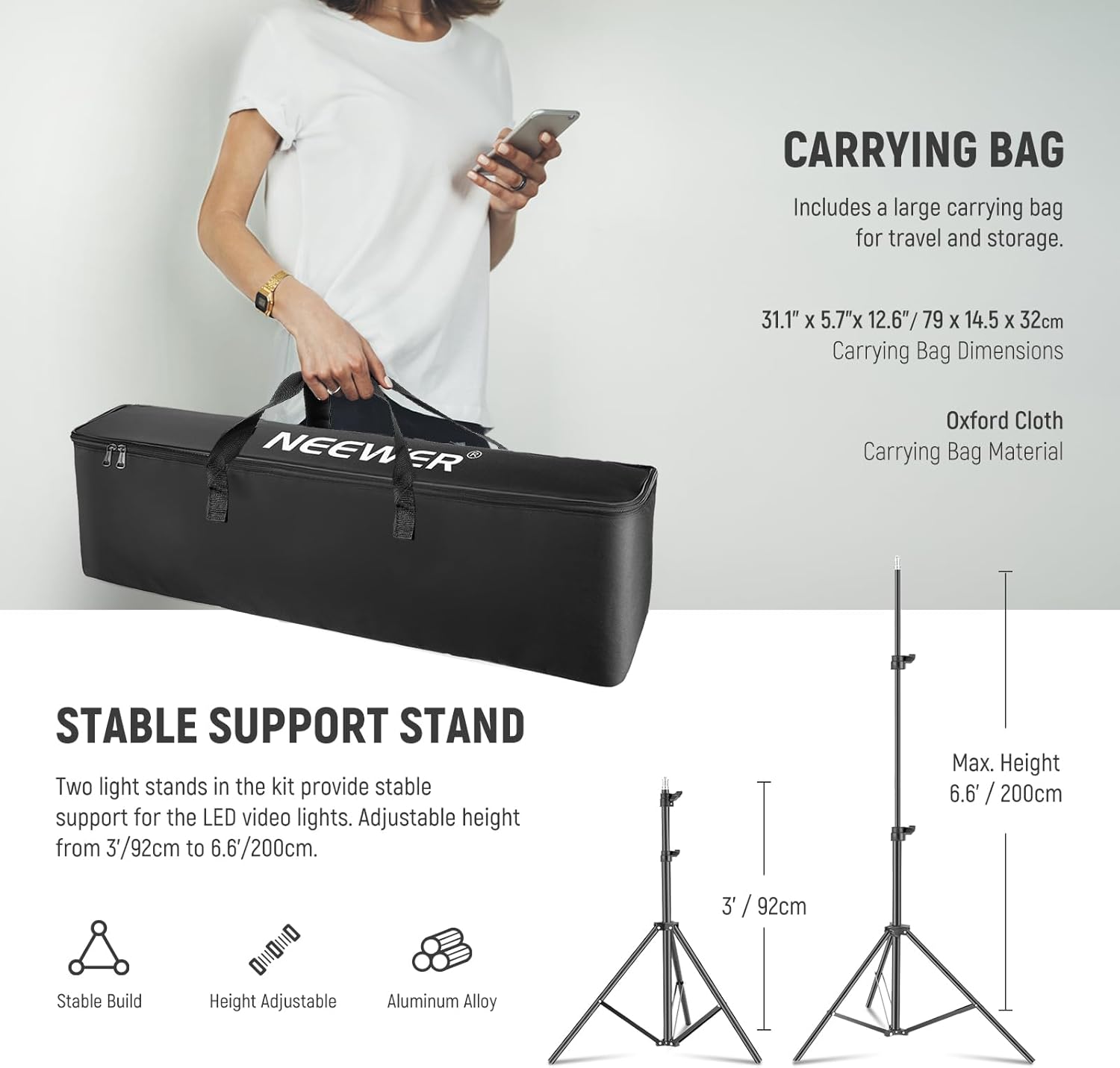 Neewer Upgraded 660 PRO II RGB LED Video Light with App Control Stand Kit, 2 Pack