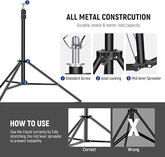 NEEWER 2X3M Backdrop Support System with 2 Sand Bags and 6 Clamps (NK-ST0203)