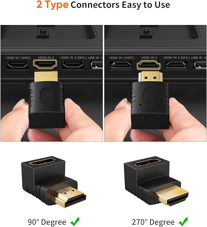 Promage HDMI Male to Female Adapter with a 90-degree angle