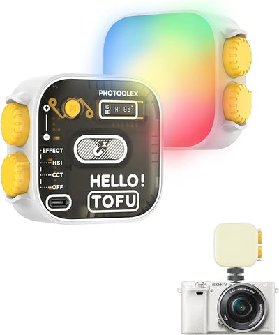 PHOTOOLEX Tofu RGB Video Light, LED Camera Light 360° Full Color Portable Photography Lighting