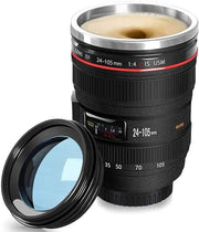 Camera Lens Coffee Mug With Lid,Photography Coffee Cup, Stainless Steel Lens Mug Leak Proof For Photographer Lovers Present