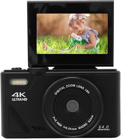 Promage 4K 64MP Camera, 18X Zoom, Flip Screen, Vlogging Camera