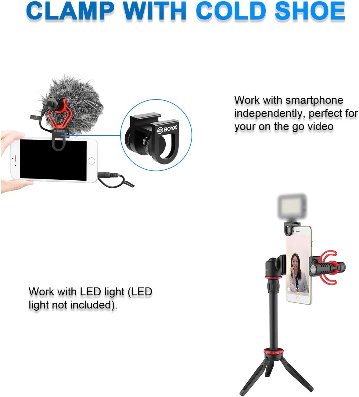 BOYA BY-VG330 Smartphone Video Rig with Mini Tripod, Extension Tube, and Video Microphone
