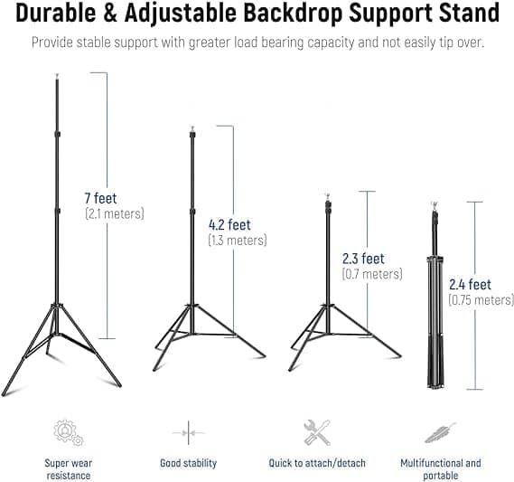 NEEWER 2X3M Backdrop Support System with 2 Sand Bags and 6 Clamps (NK-ST0203)