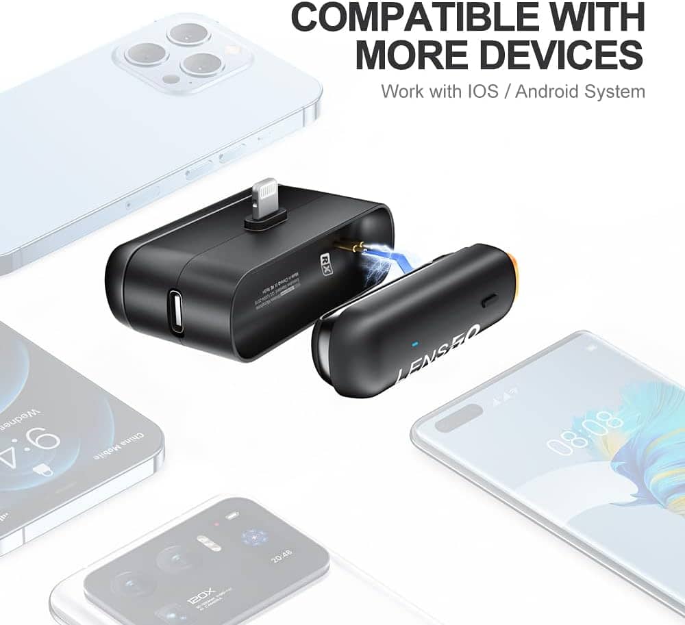 LENSGO 518C Wireless Mini Lavalier Microphone for Smartphone