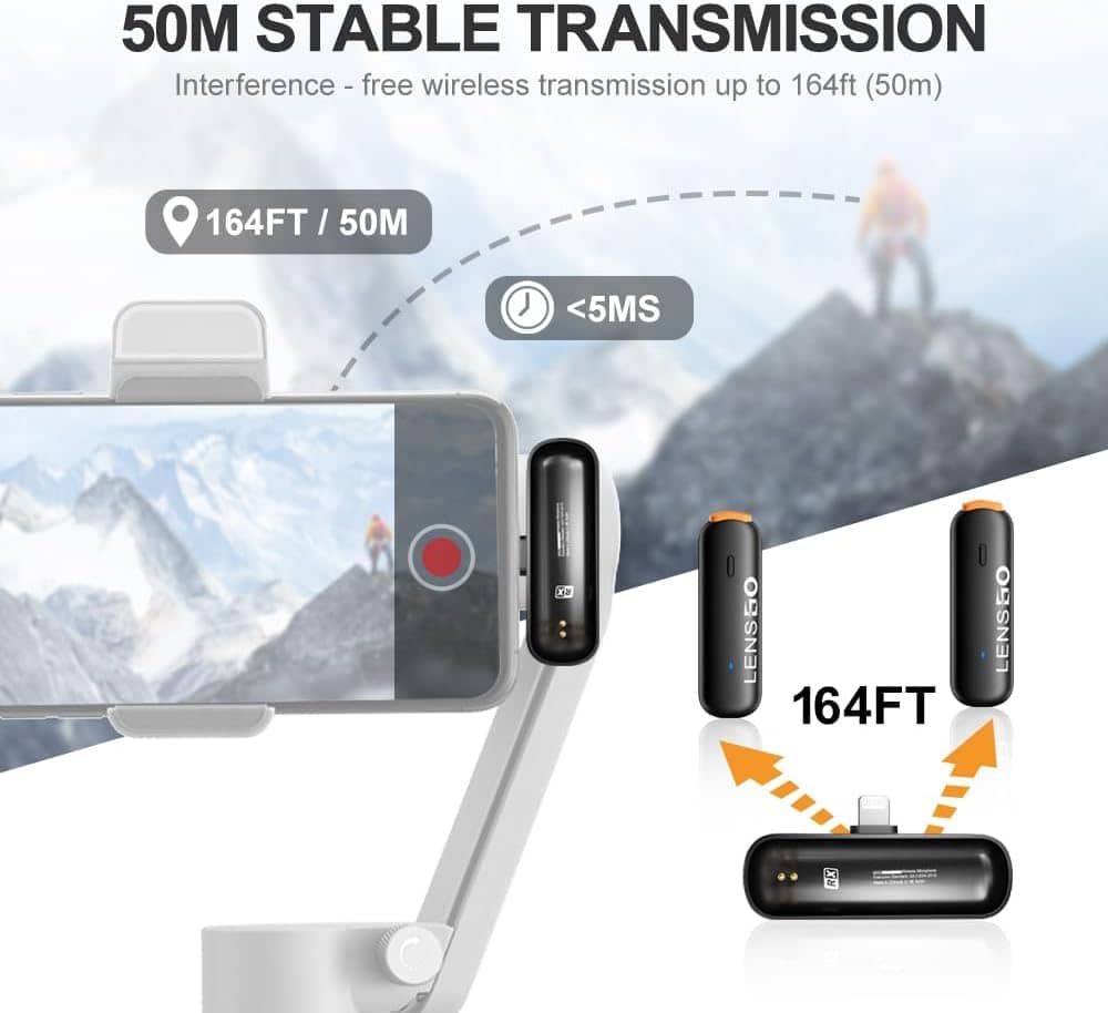LENSGO 518C Wireless Mini Lavalier Microphone for Smartphone