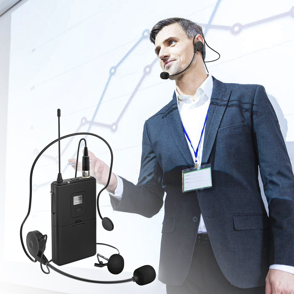 FIFINE K037B Wireless System with Lapel Mic and Headset for Speaker, Camera, Android and iPhone