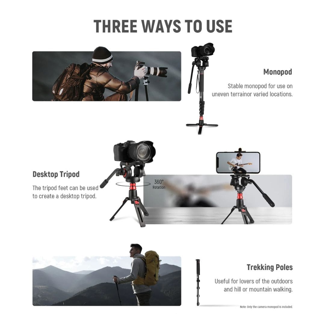 Neewer Aluminum Alloy Monopod with Fluid Head