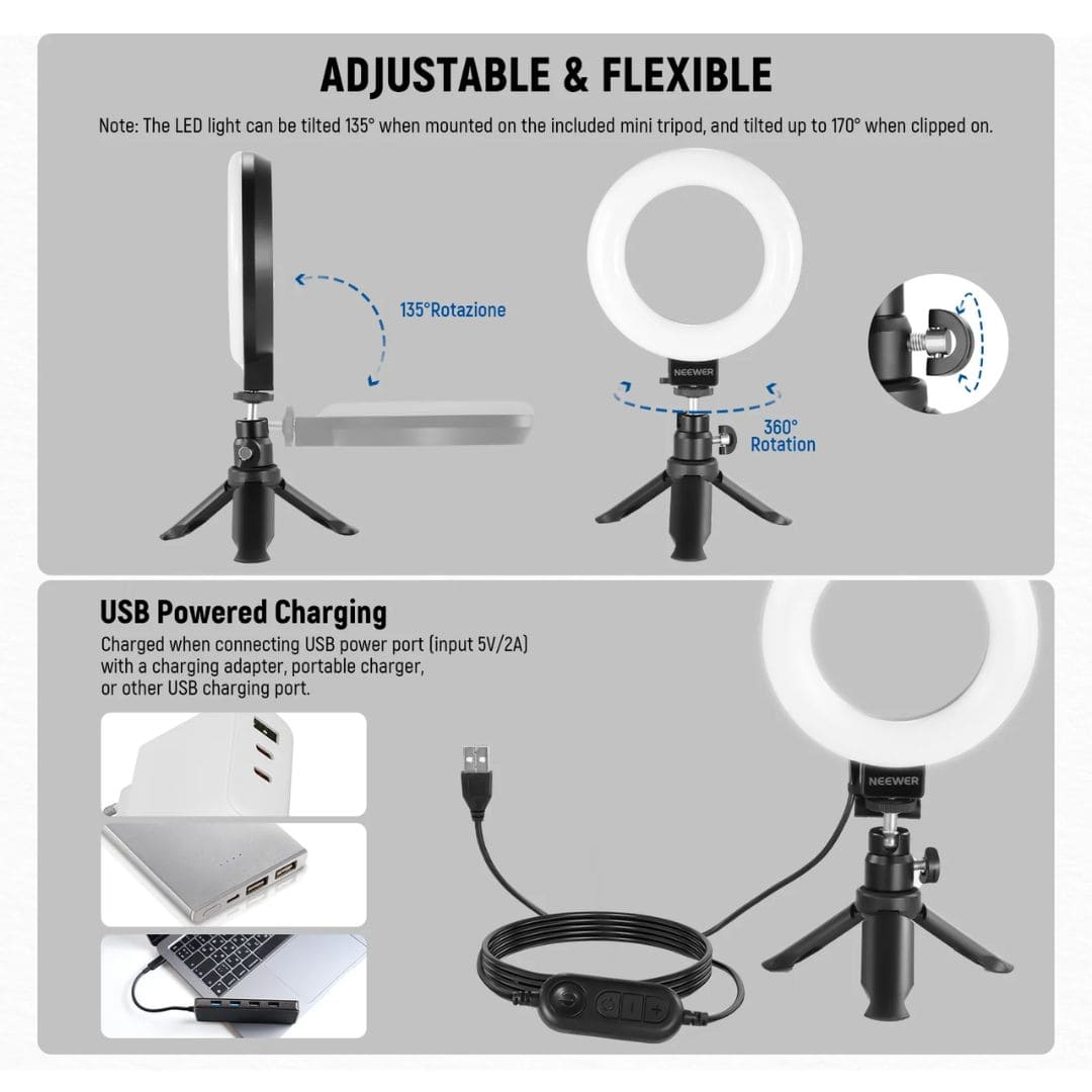 Neewer BR60 5" Bi-Color Mini Ring Light