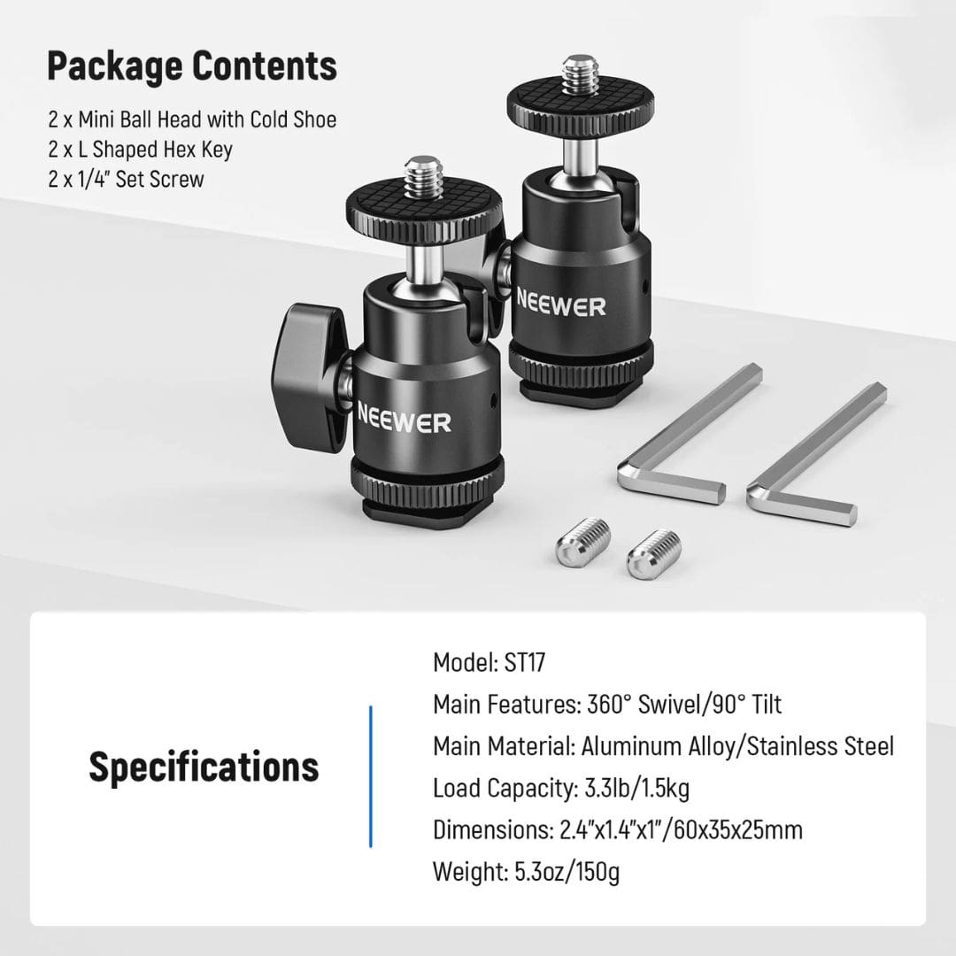 NEEWER 2 Pack 1/4” Camera Hot Shoe Mount