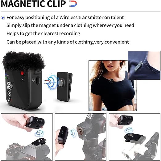 LENSGO 348C 2.4G 2 Transmitter and 1 Receiver Wireless Lapel Mic