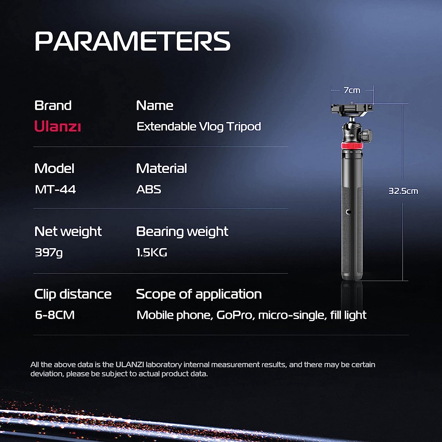 ULANZI MT-44 Portable Tripod Handheld w Ball Head, Extendable Phone Camera Tripod w Cold Shoe, Travel Compact Lightweight Tripod