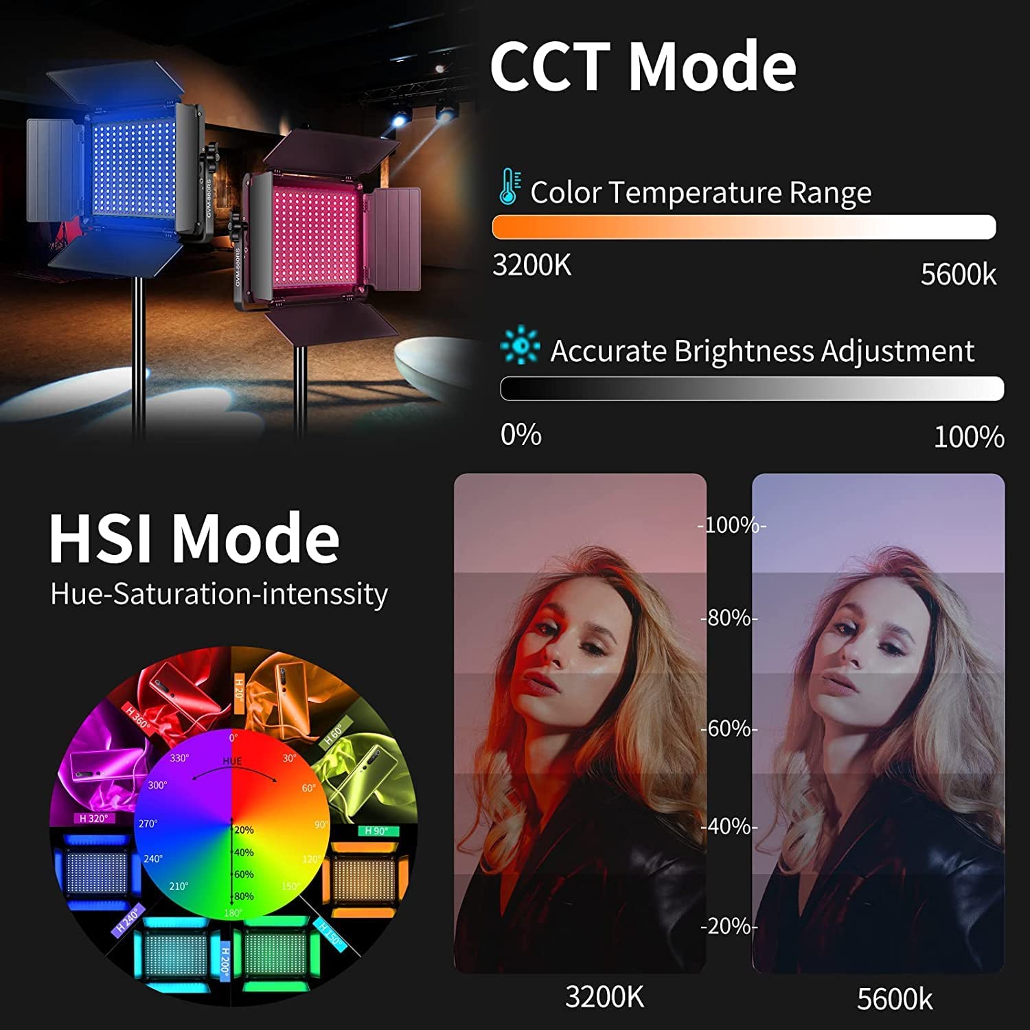 GVM 880RS RGB LED Video Light Studio 3-Video-Light-Kit
