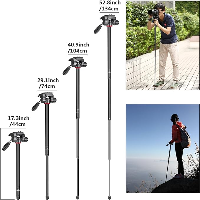 Neewer Portable Aluminum Tripod/Monopod with Pan Head ( RED )