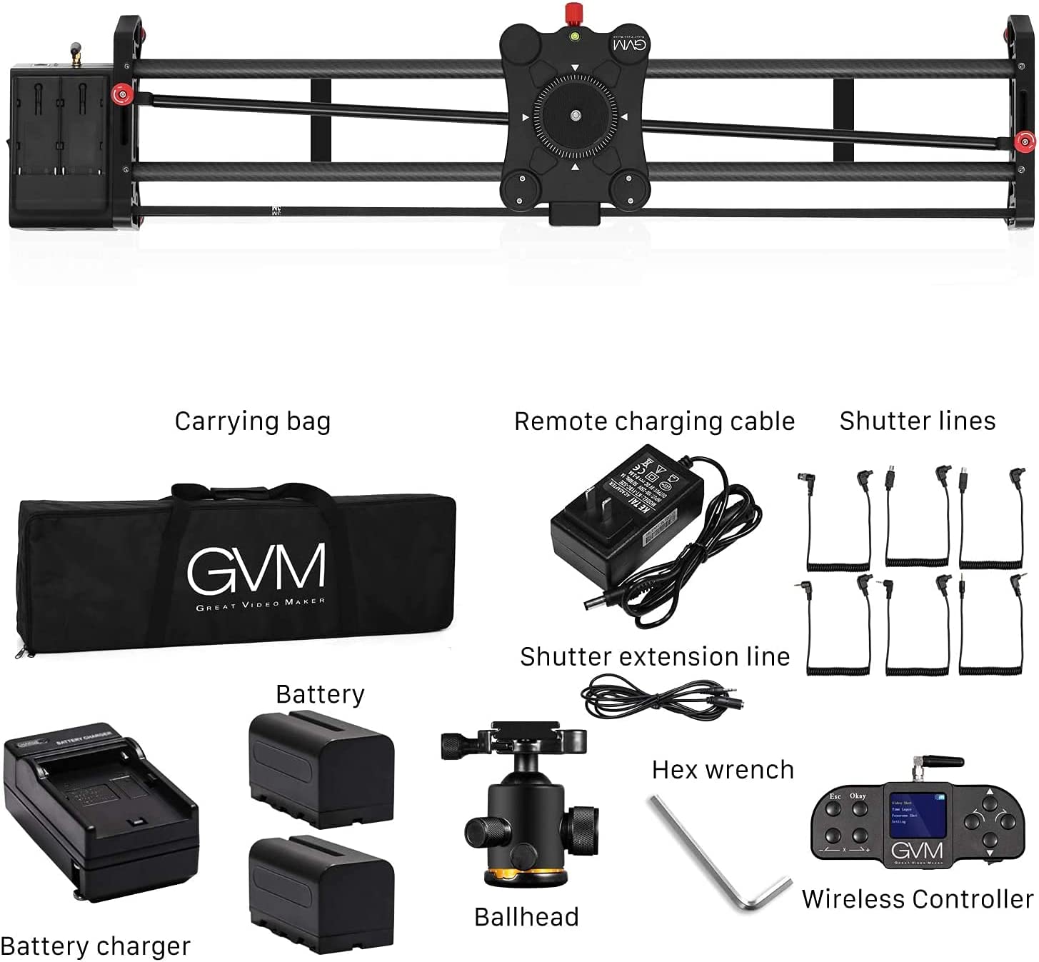 GVM-1.5D 120cm Professional Wireless Video Carbon Fiber Motorized Camera Slider With Bluetooth Remote