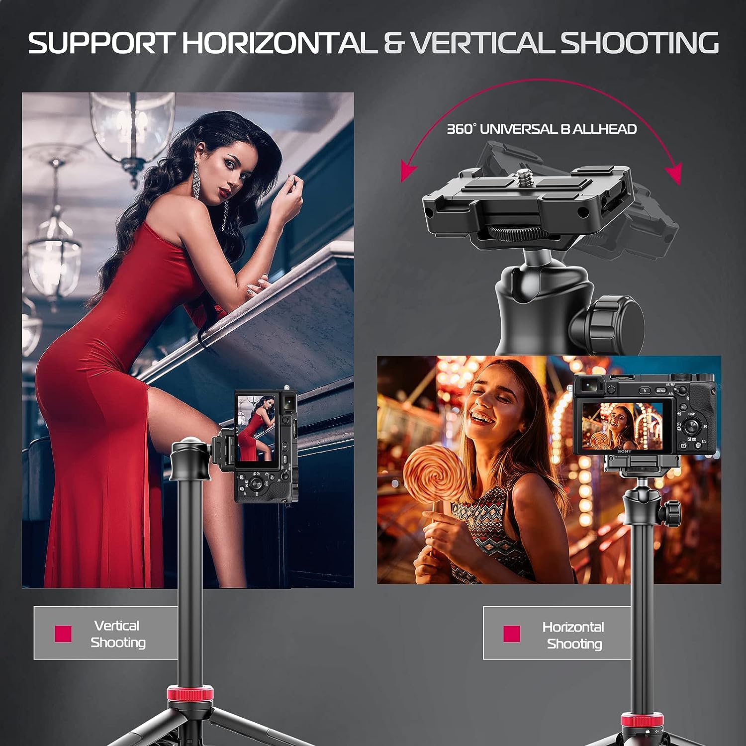ULANZI MT-44 Portable Tripod Handheld w Ball Head, Extendable Phone Camera Tripod w Cold Shoe, Travel Compact Lightweight Tripod