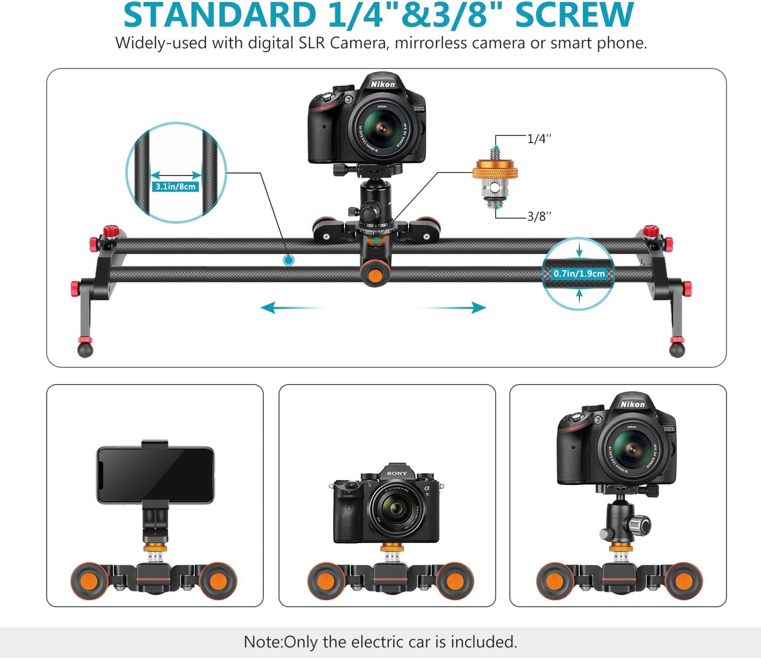 NEEWER Auto 3 Wheels Dolly with Wireless Remote
