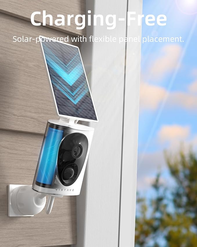 VIRTAVO 2K Solar Powered Security Camera (SOLAR FLASK)