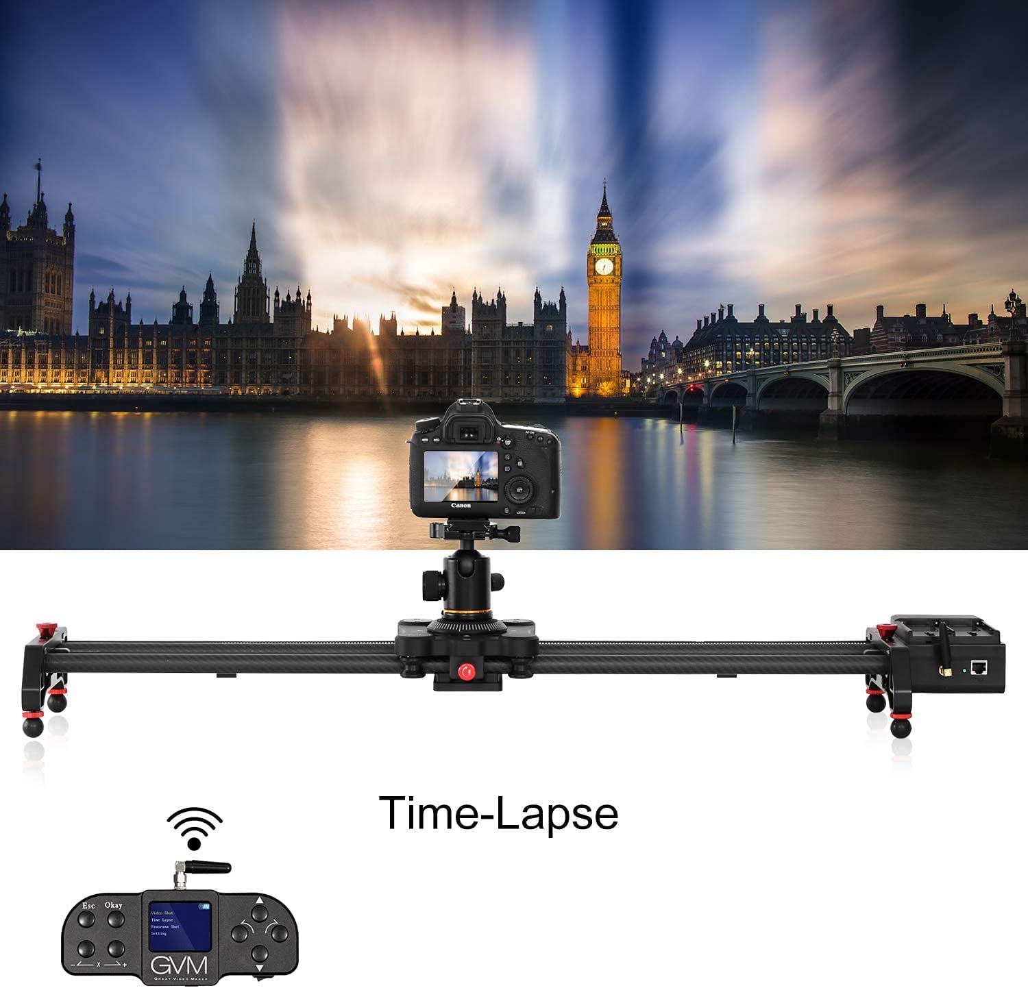 GVM-1.5D 120cm Professional Wireless Video Carbon Fiber Motorized Camera Slider With Bluetooth Remote