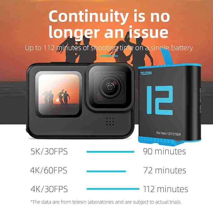 TELESIN GP-BTR-901-D Lithium Battery for GoPro HERO 12/11/10/9