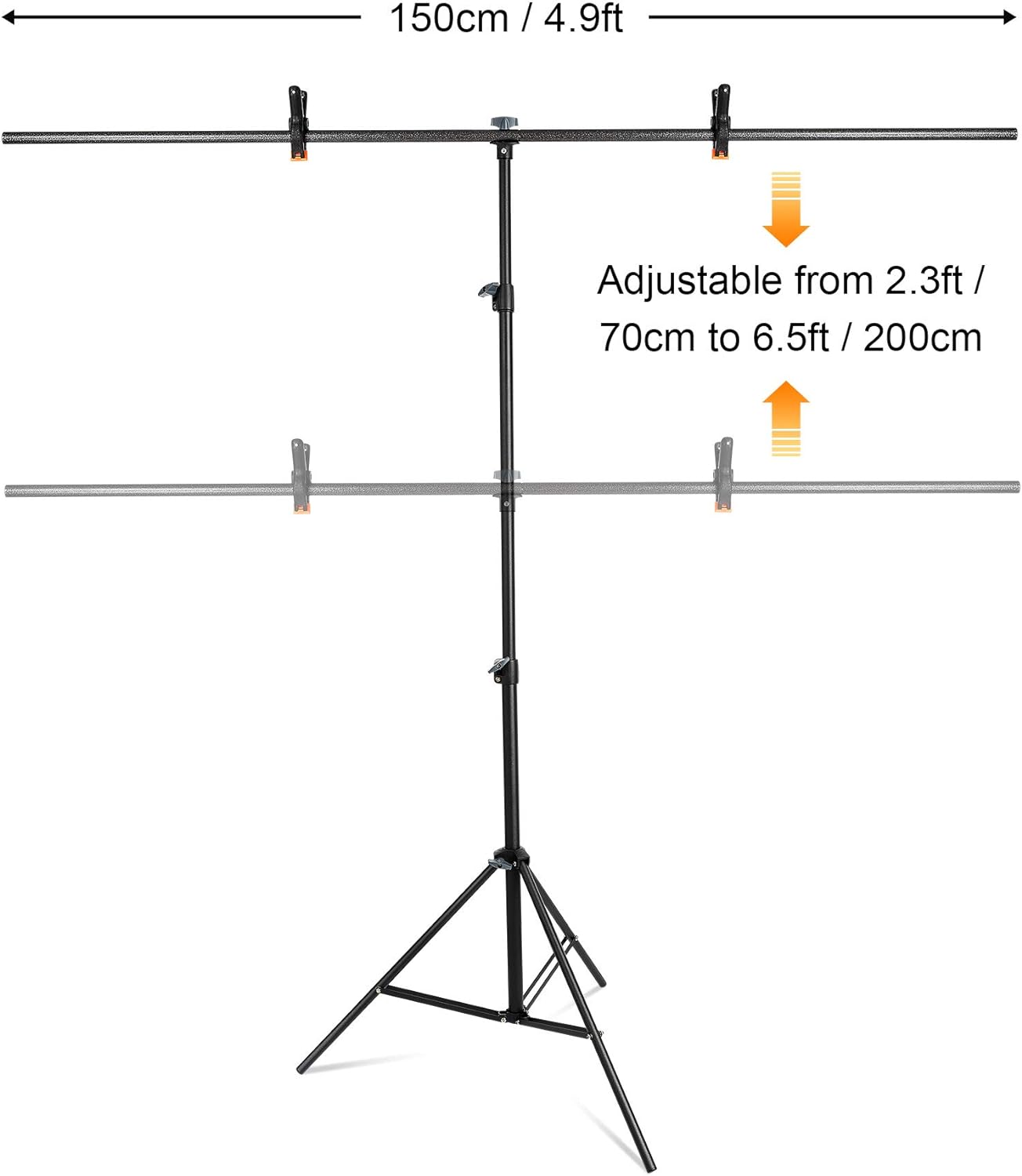 Promage T-Shape Photography Backdrop Stand Kit with 2 Fixing Clamps and Carrying Bag for Photo Video Studio PM-210