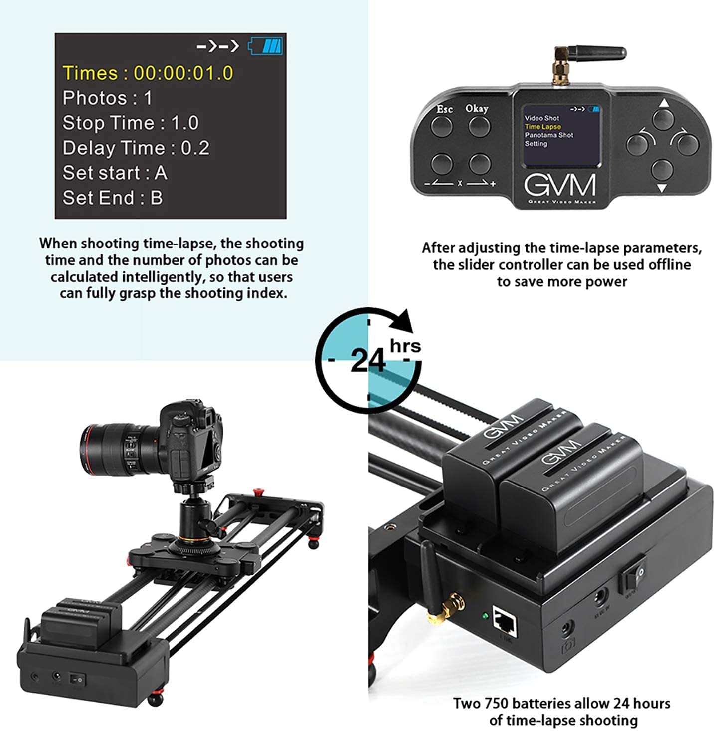 GVM-1.5D 120cm Professional Wireless Video Carbon Fiber Motorized Camera Slider With Bluetooth Remote