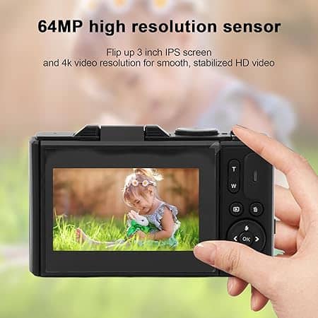 Promage 4K 64MP Camera, 18X Zoom, Flip Screen, Vlogging Camera