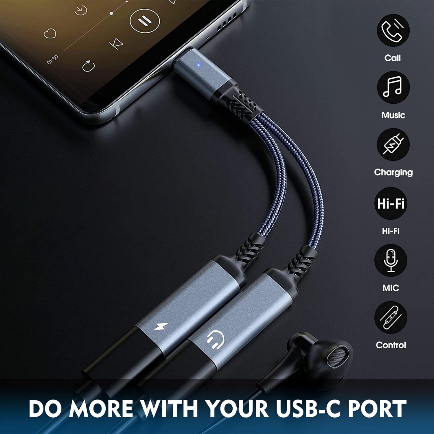 PROMAGE CABLE TYPE C TO C &amp; 3.5MM JACK