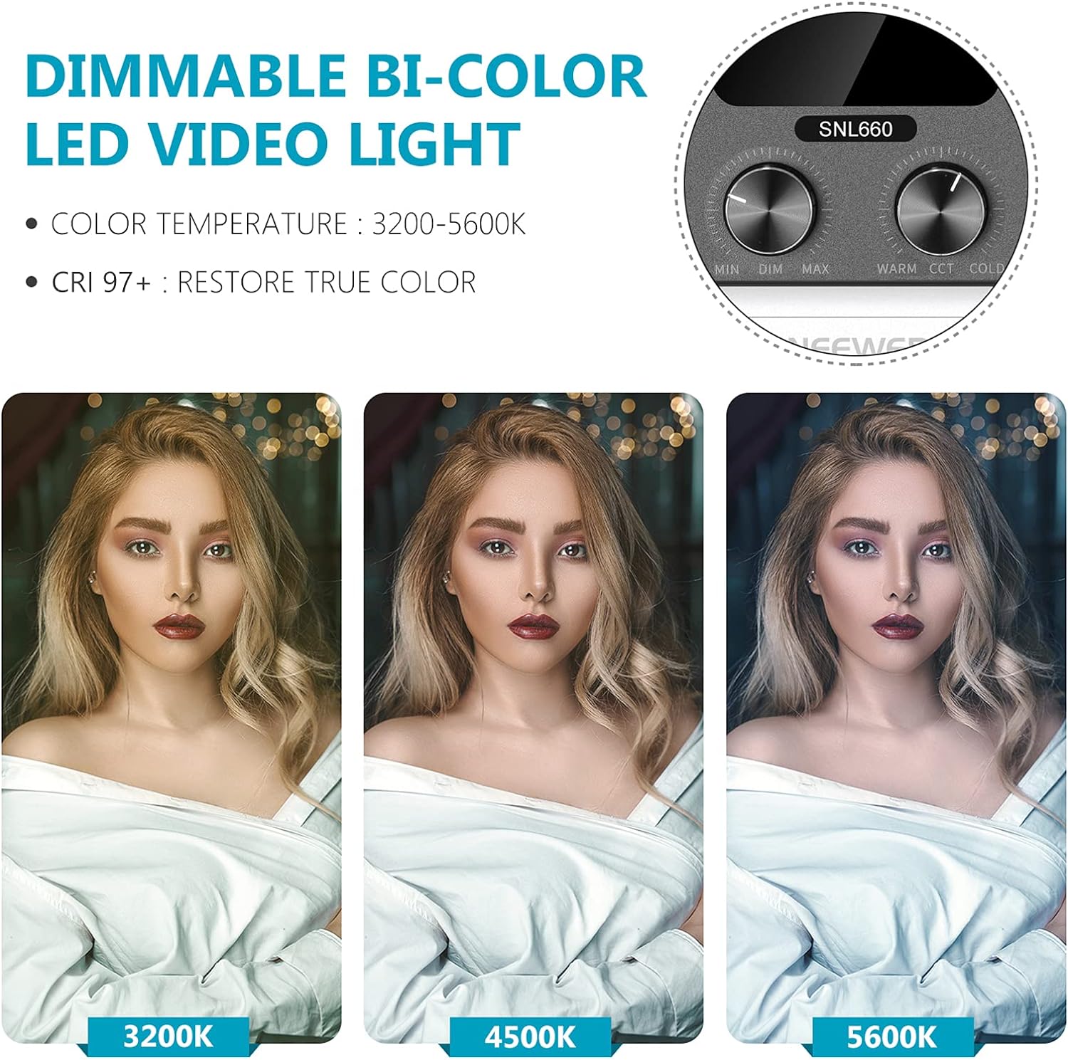 NEEWER SNL660 2 Pack LED Video Light Kit With Stand/Bag