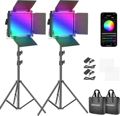 NEEWER 660 Pro RGB LED Video 2 Light With App Control Stand Kit