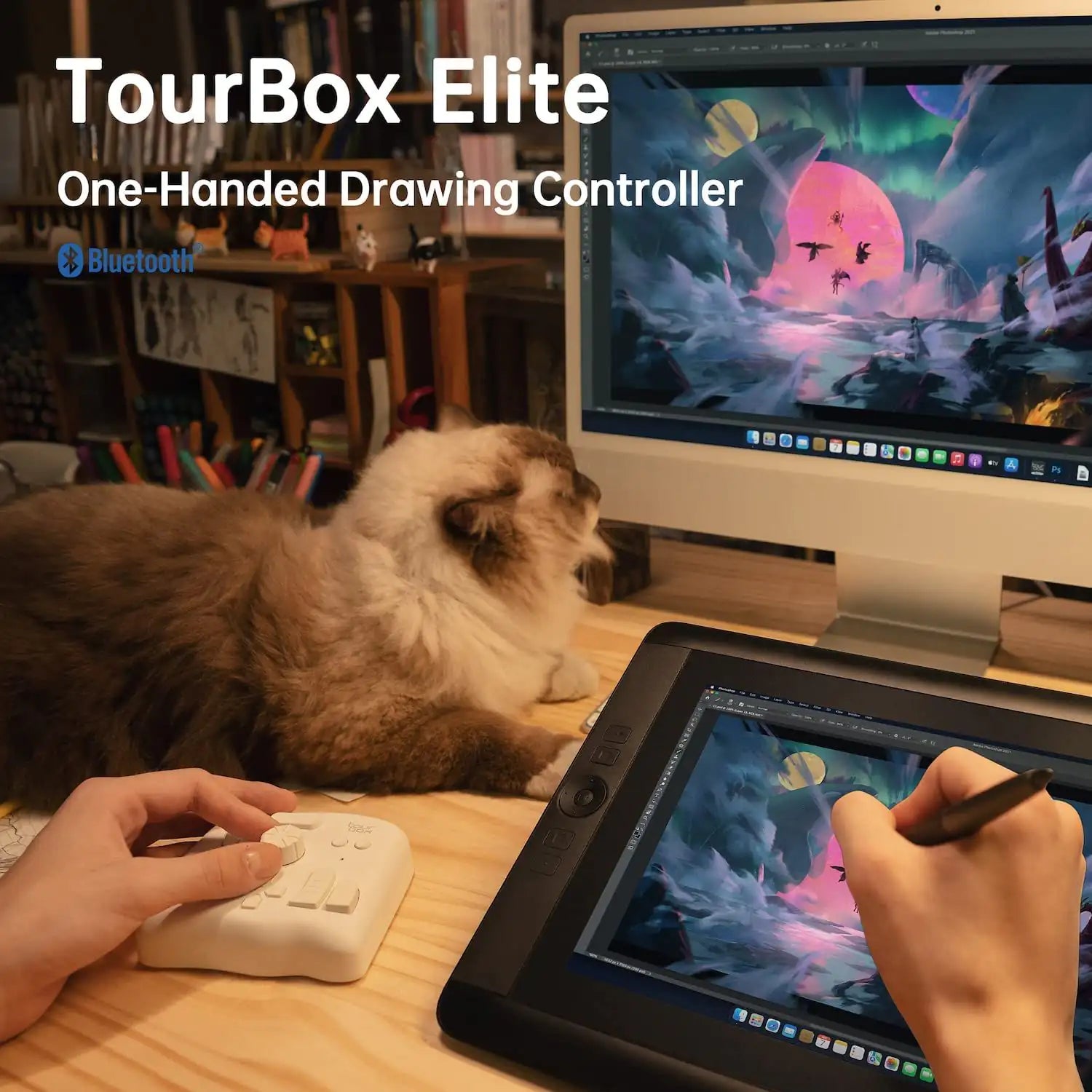 Tourbox Elite, Video Photo Editing Controller, Bluetooth 5.0 Customized Shortcut Keyboard - Black