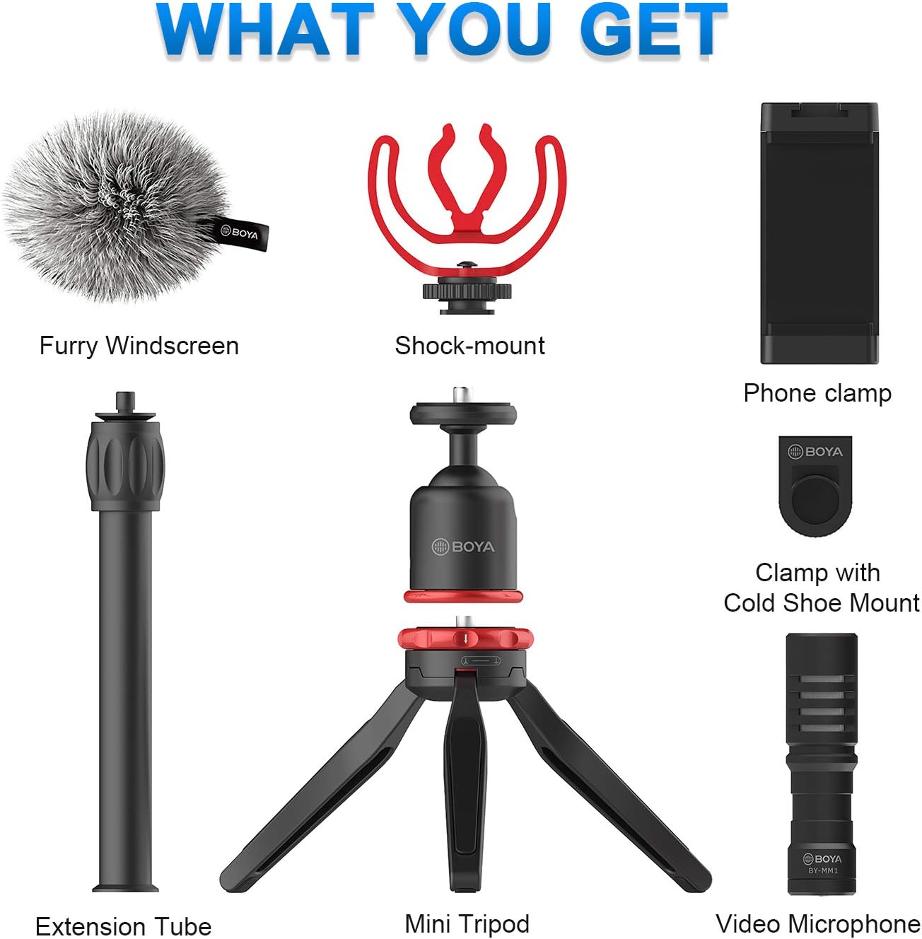 BOYA BY-VG330 Smartphone Video Rig with Mini Tripod, Extension Tube, and Video Microphone