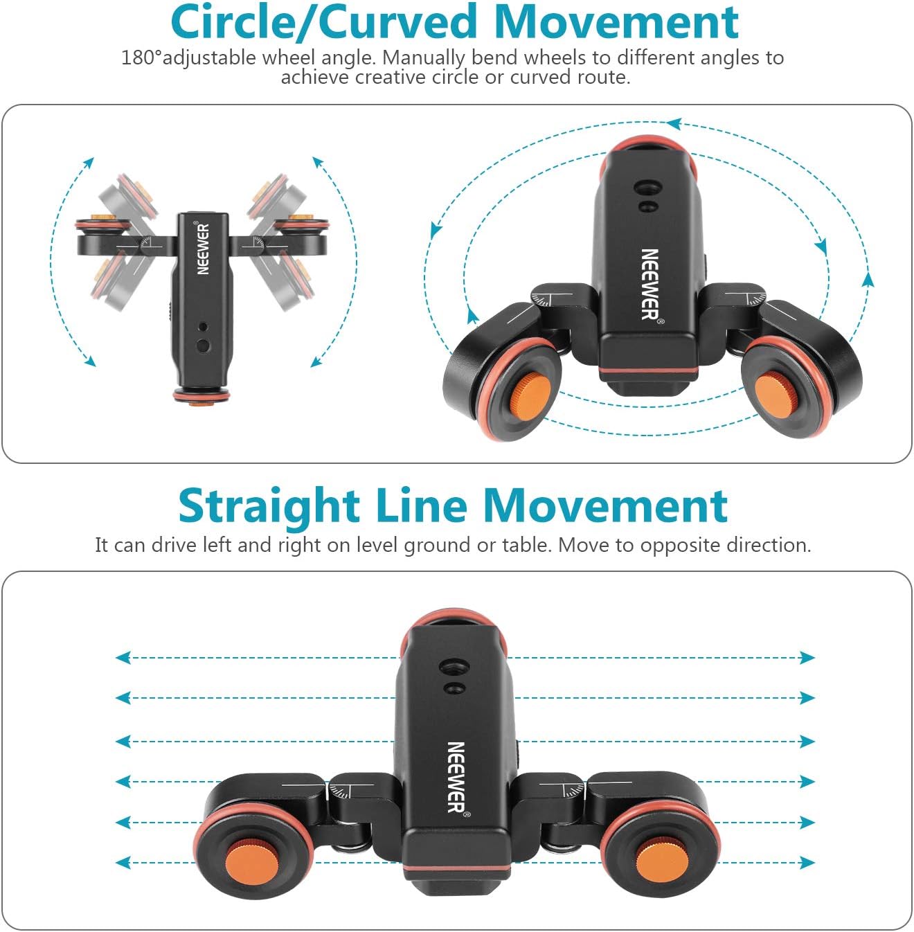 NEEWER Auto 3 Wheels Dolly with Wireless Remote