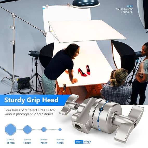 NEEWER 10.13ft/309cm Stainless Steel C Stand with Boom Arm &amp; Sliding Legs