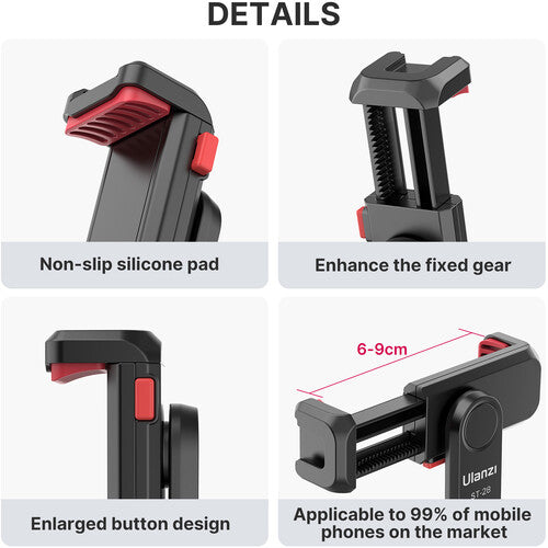 Ulanzi ST-06S Camera Hot Shoe Phone Holder Flexible Phone Tripod Mount Adapter with Cold Shoe Mount