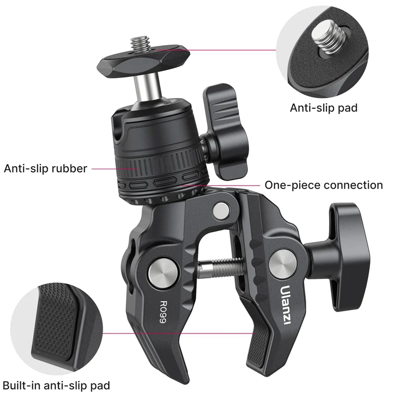 Ulanzi R099 Clamp Mount with 360° Mini Ball Head