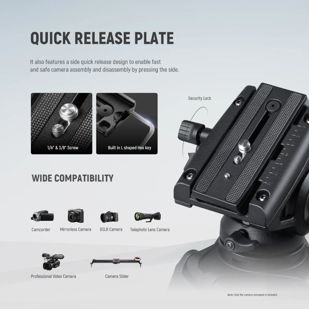 Neewer Aluminum Alloy Monopod with Fluid Head