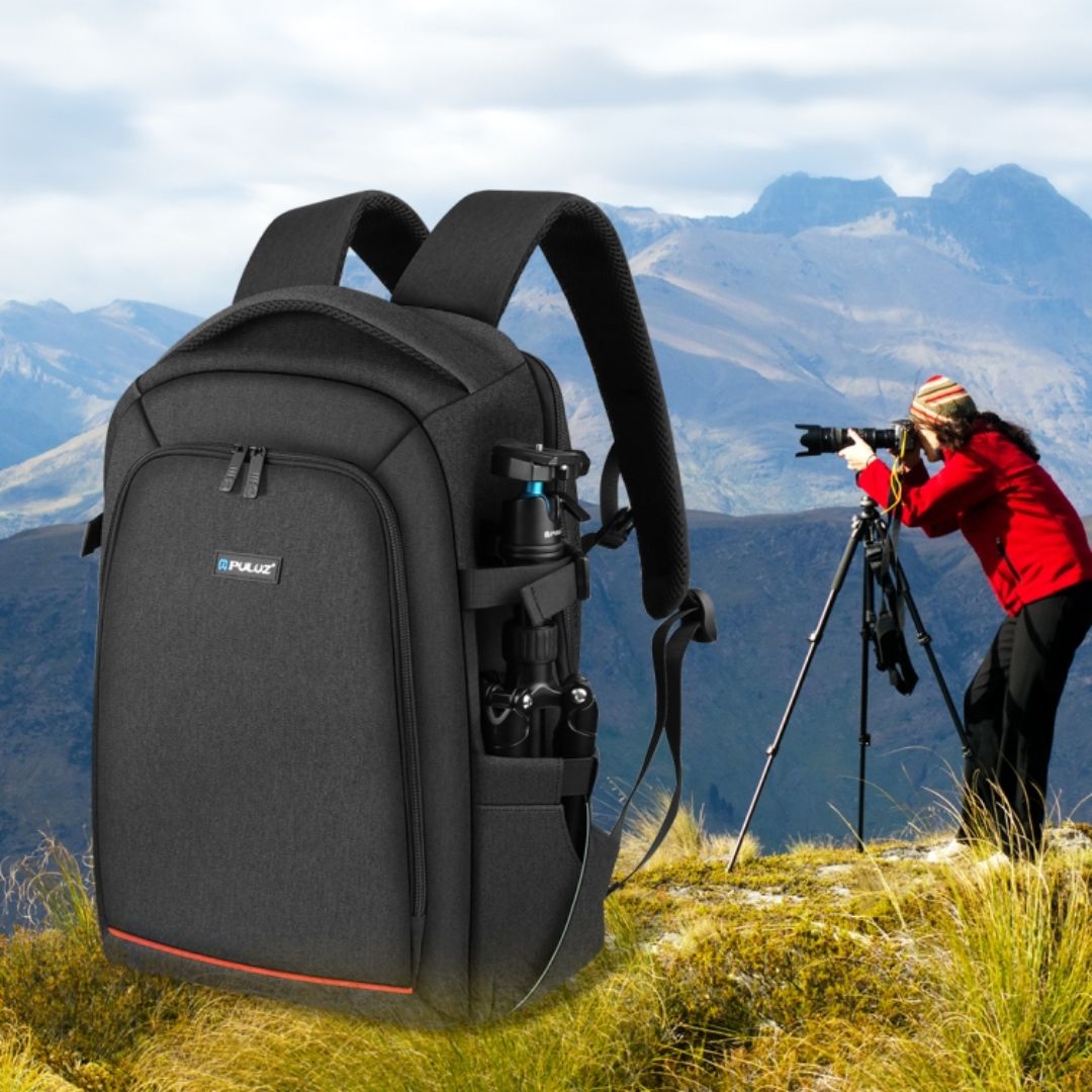 Puluz Outdoor Portable Waterproof Scratch-Proof Dual Shoulders Backpack Handheld PTZ Stabilizer Camera Bag with Rain Cover for Digital Camera, DJI Ronin-SC / Ronin-S (Black) PU5015B