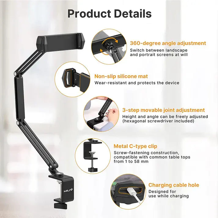 Ulanzi VIJIM Metal iPad Tablet Holder for Bed or Desk