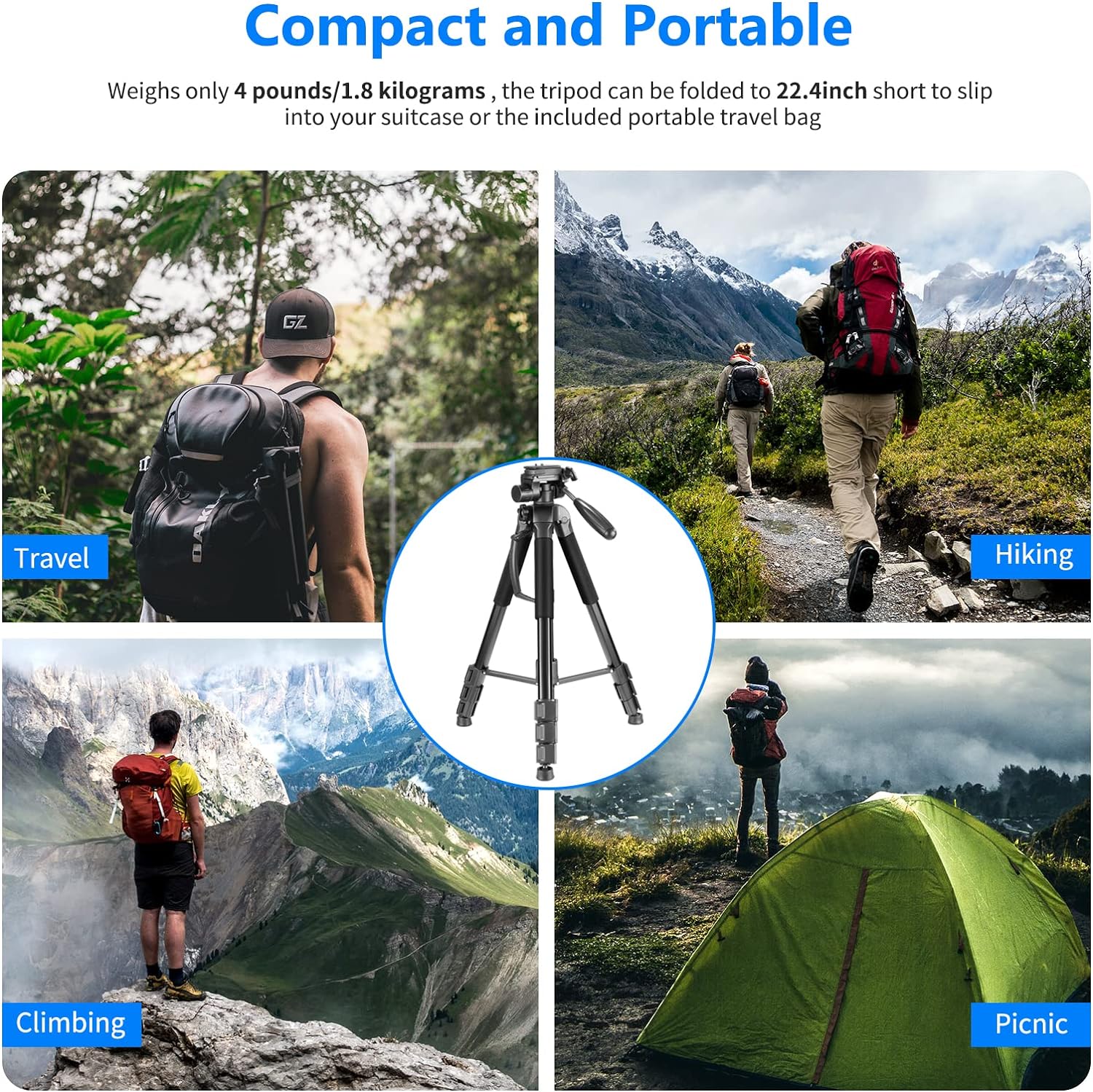 NEEWER Aluminium Alloy Camera Tripod Monopod with Pan Head (BLACK)