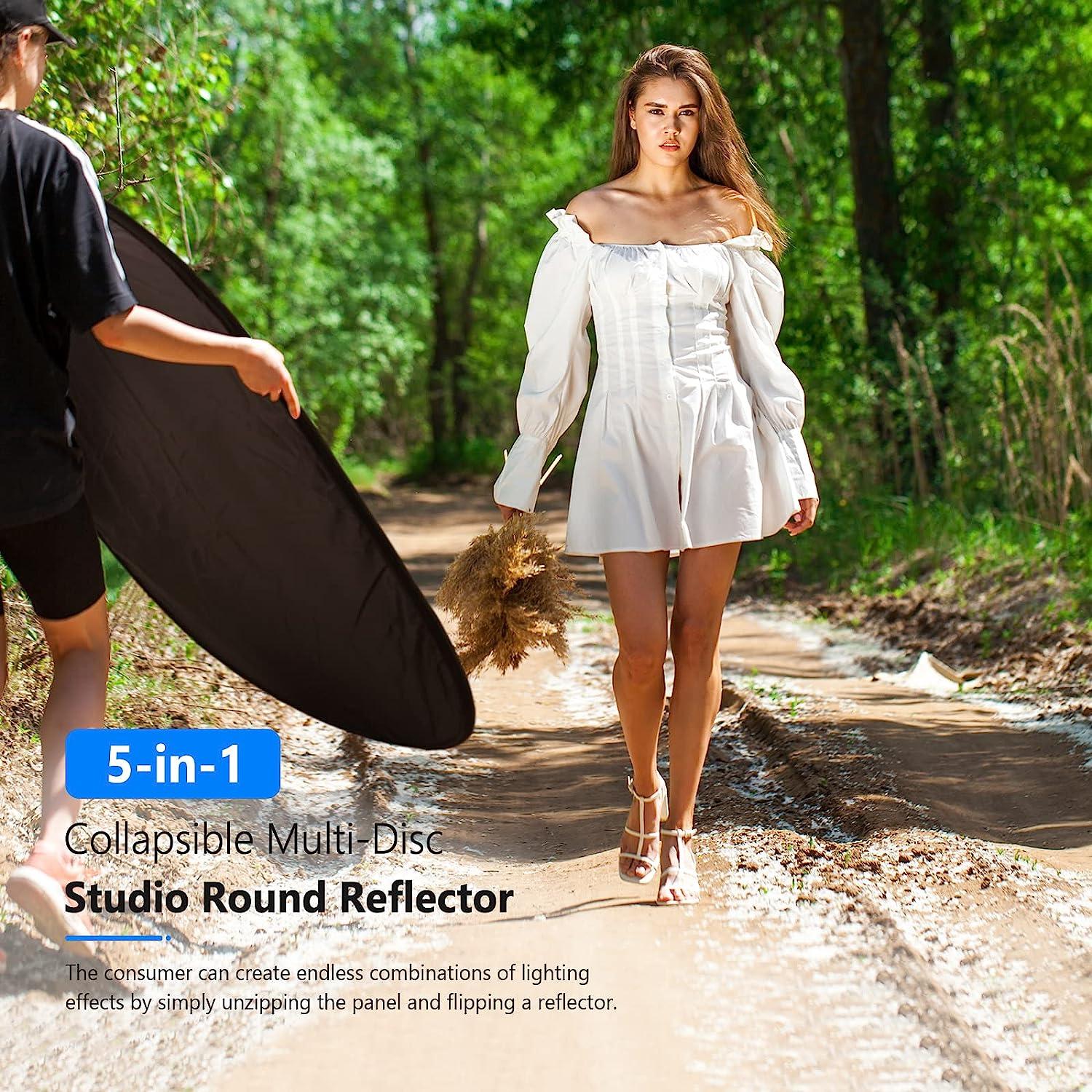 NEEWER 40"x 60"/100x150cm Light Reflectors for Photography, Portable 5 in 1 Collapsible Multi Disc with Bag - Translucent, Silver, Gold, Black, White Diffuser for Studio and Outdoor Lighting 100cm x 150cm