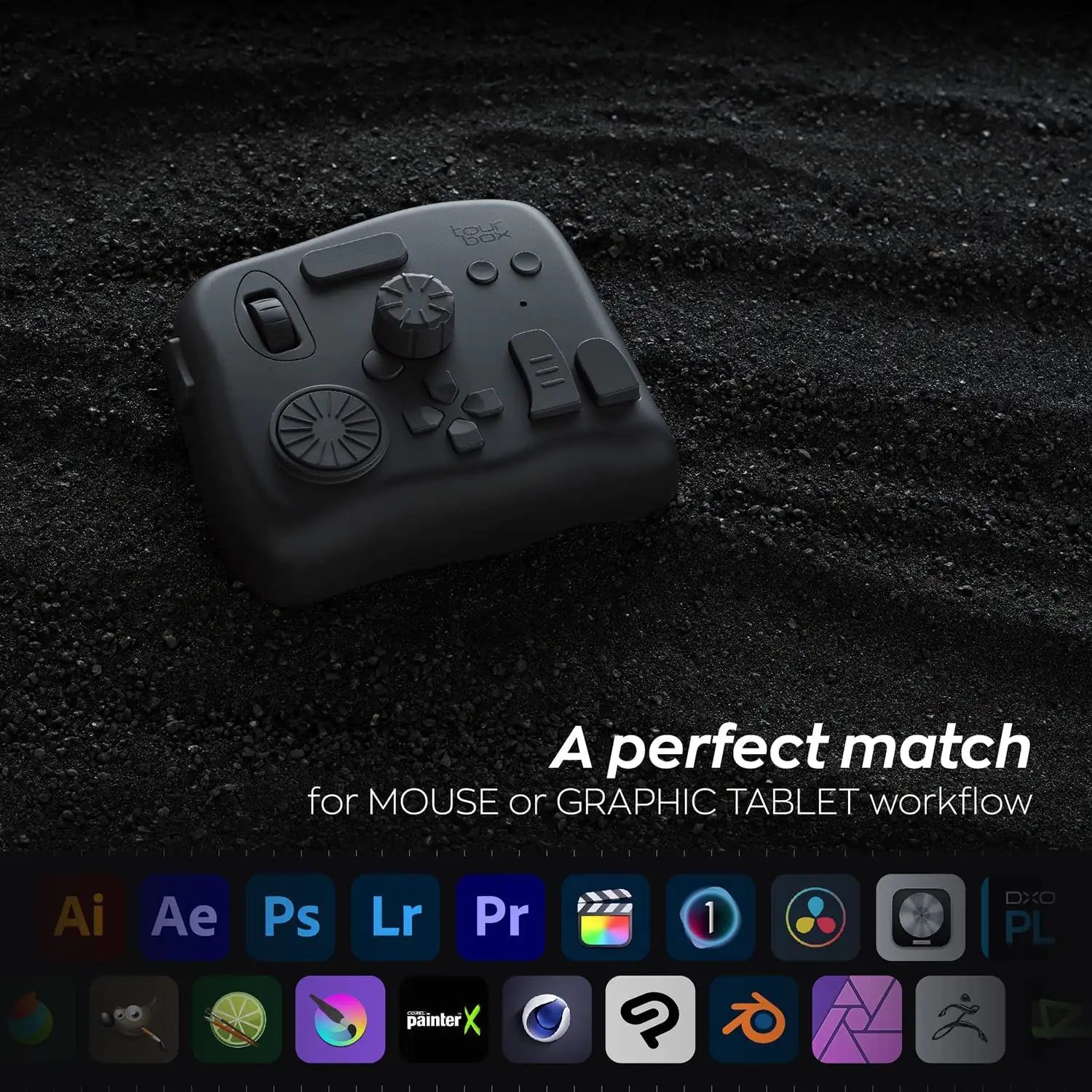 Tourbox Elite, Video Photo Editing Controller, Bluetooth 5.0 Customized Shortcut Keyboard - Black
