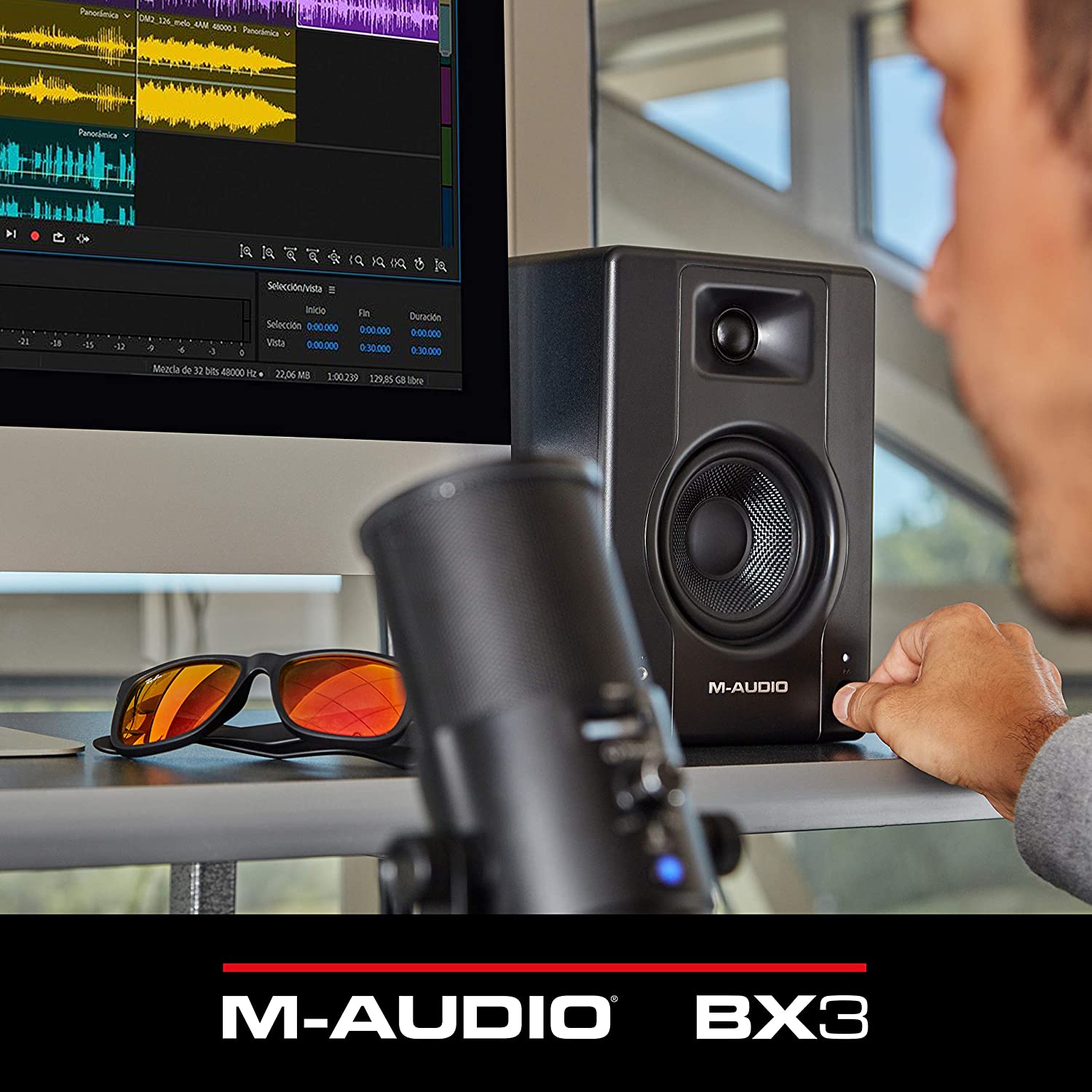 M-Audio BX3 - 120-Watt Powered Desktop Computer Speakers / Studio Monitors for Gaming, Music Production, Live Streaming and Podcasting (Pair)