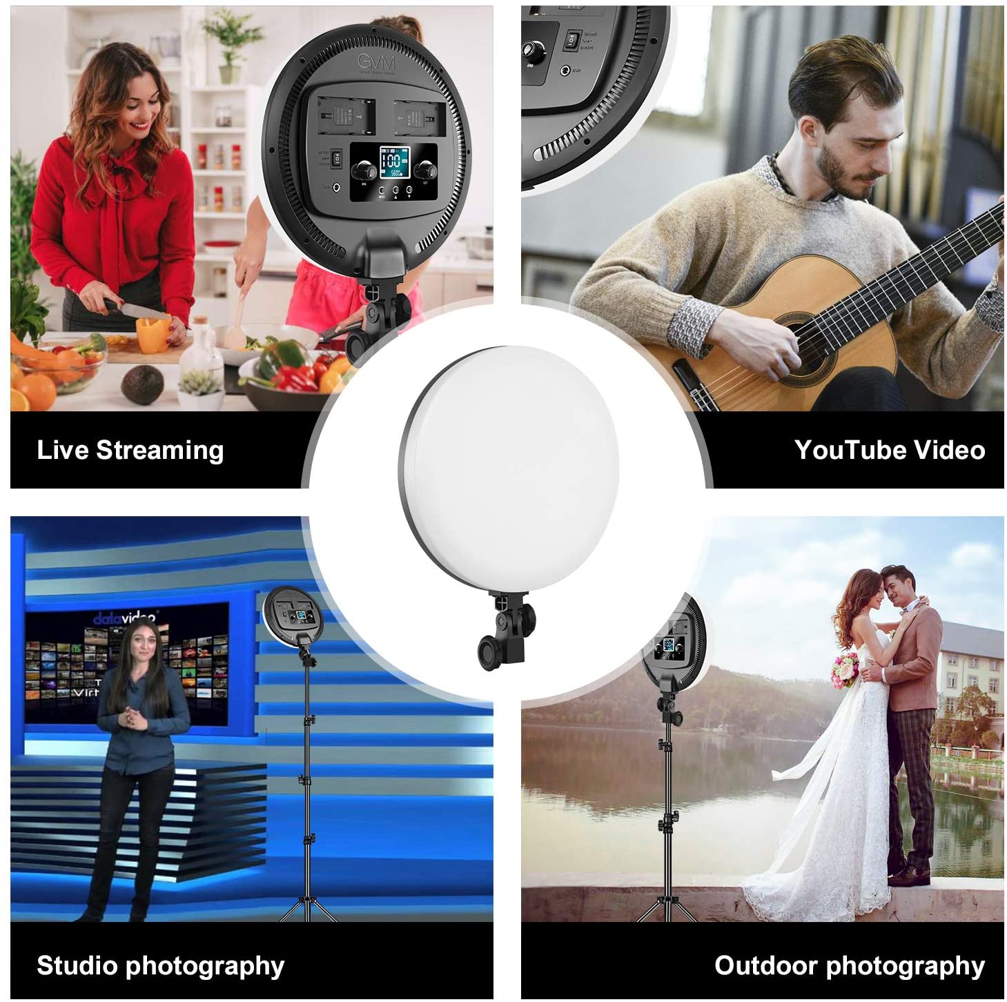 GVM 12"" LED Bi-Color Soft Video Light Panel Kit with Two Stands YR200D-SET4