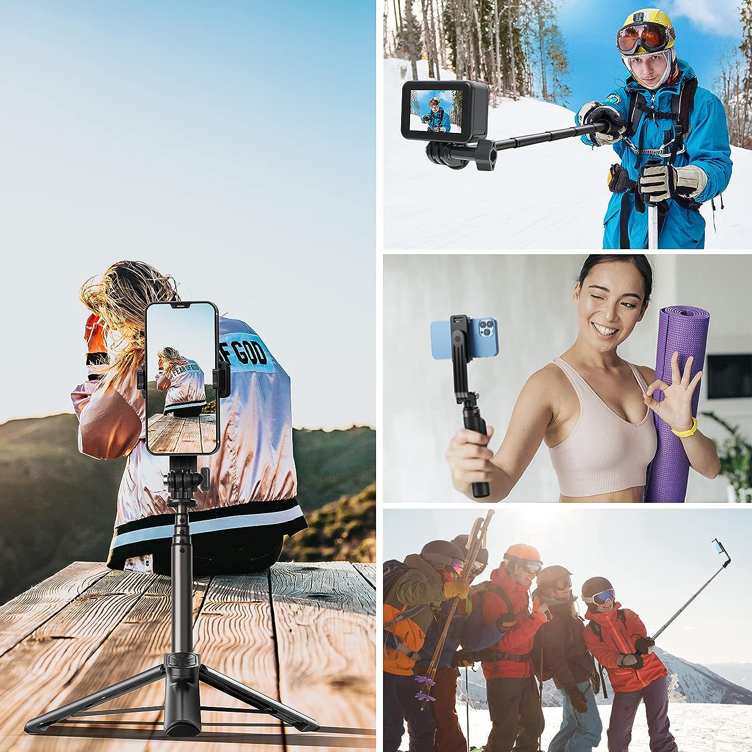 TELESIN 0.6M VLOG SELFIE STICK TRIPOD WITH REMOTE FOR GOPRO/ PHONE FOR ALL ACTION ACTION CAMERA TE-RCSS-001