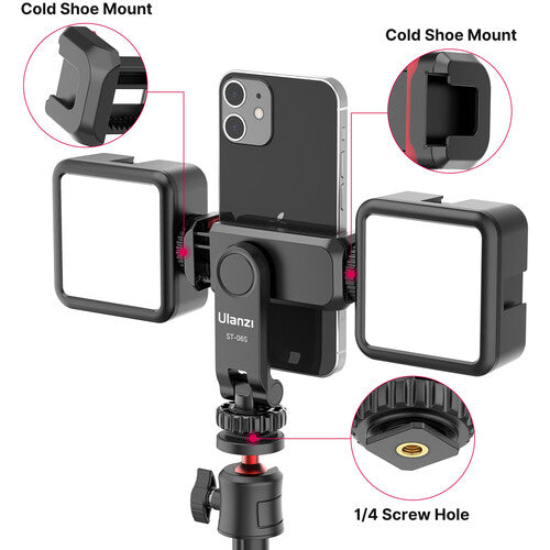 Ulanzi ST-06S Camera Hot Shoe Phone Holder Flexible Phone Tripod Mount Adapter with Cold Shoe Mount