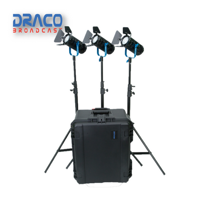 Dracast Boltray Plus 600 Daylight 3 Light Kit with Dual NP-F Battery Plates and Injection Molded Travel Case