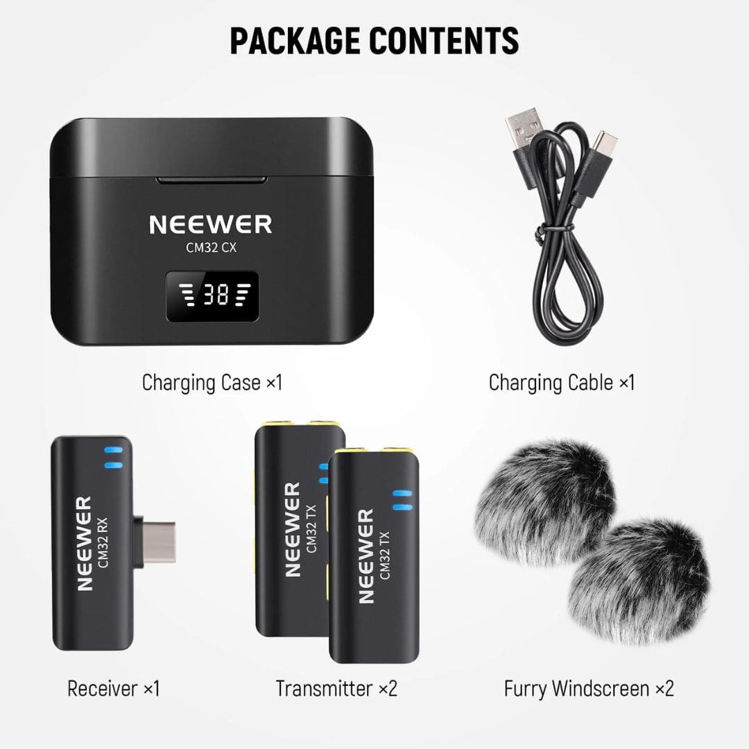 NEEWER CM32 Wireless Lavalier Microphone for USB-C